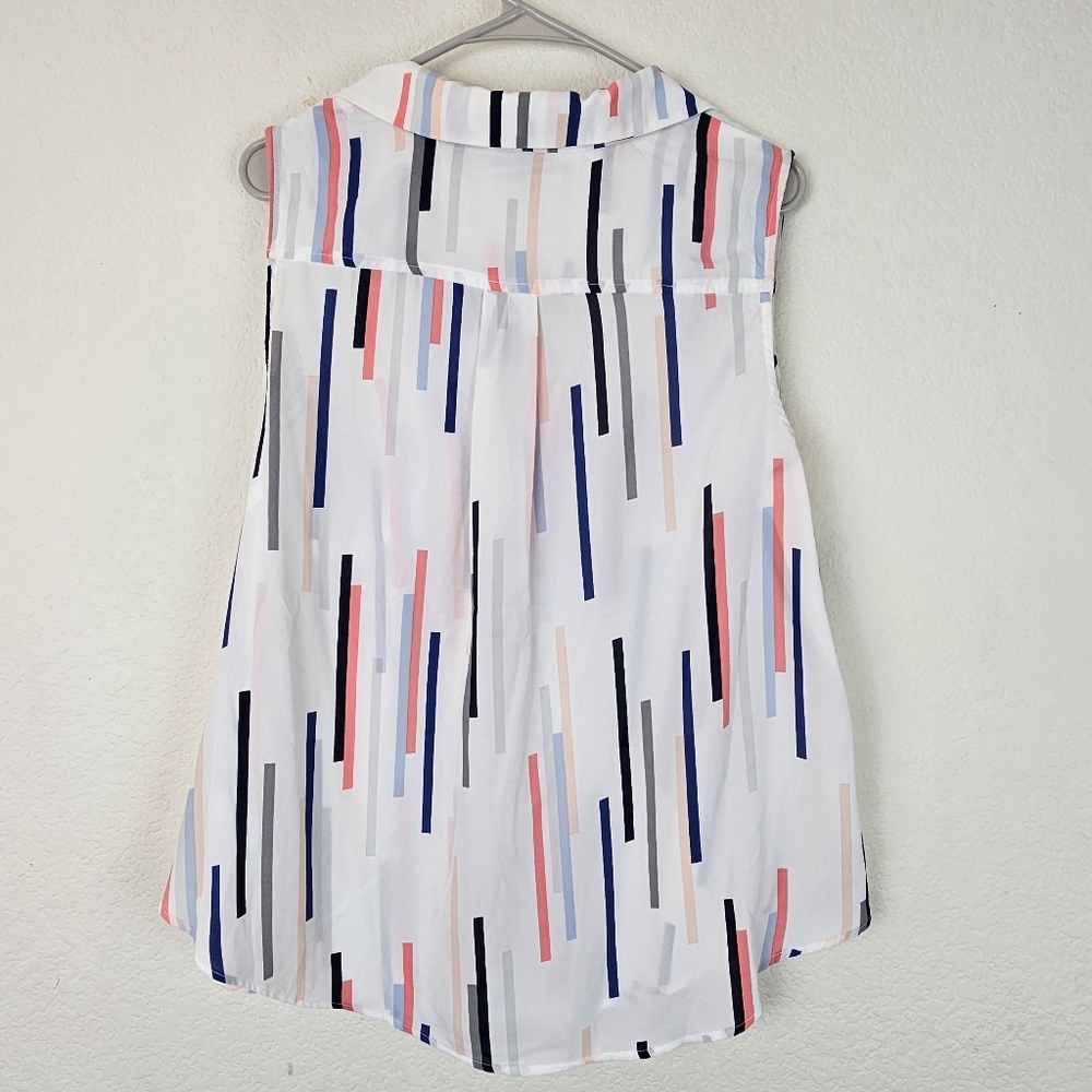 Torrid Madison Sleeveless Georgette Button-Front Blouse Abstract Stripe Size 12 - Picture 9 of 13